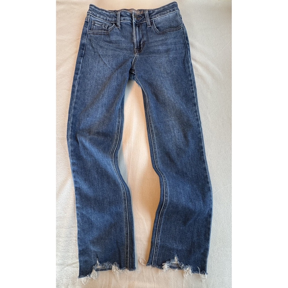 Just USA  juniors Size 14 Skinny Jeans Blue Distressed Stretch Denim Mid Rise